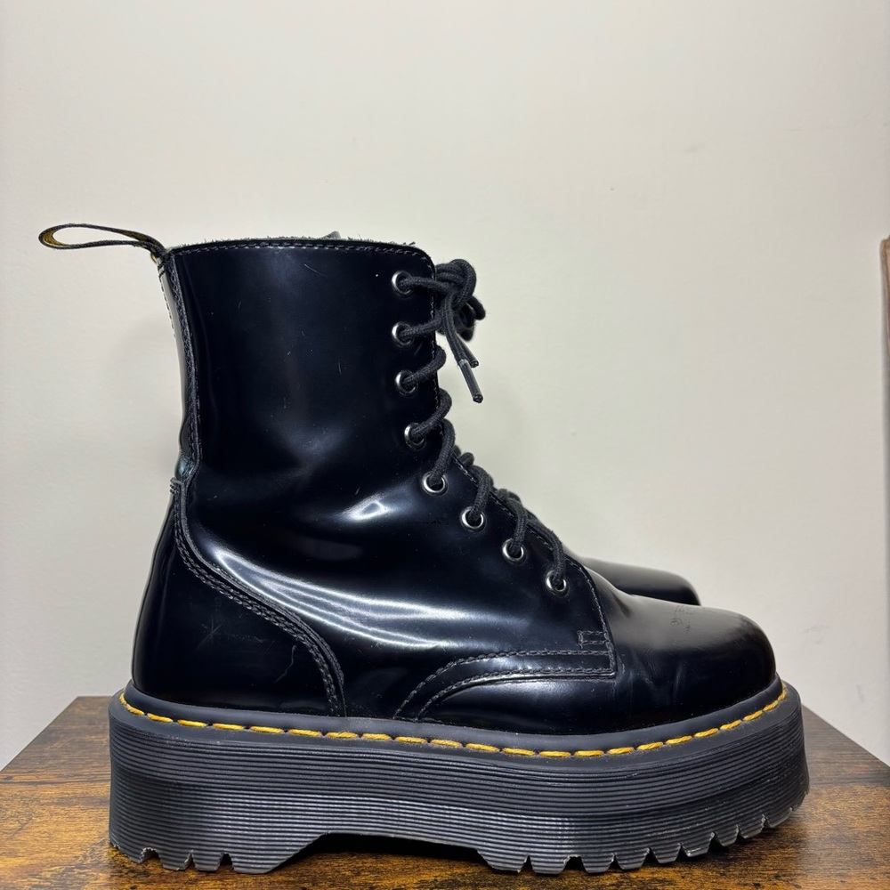 Dr. Martens Jadon Platform Combat Boots Mens Size 6 Black Leather Docs